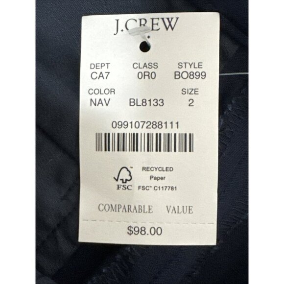 J. Crew Women's 2 Kallie Pants Navy Stretch NWT Tapered Leg - Picture 7 of 12